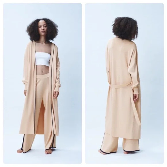 NWT ZARA LONG KNIT ROBE DUSTER CARDIGAN S
